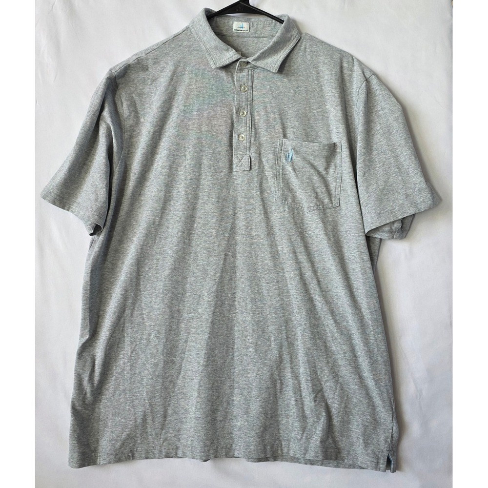 Johnnie-O Hangin Out Mens XL Grey Short Sleeve Pocket Polo Shirt Surfer Logo